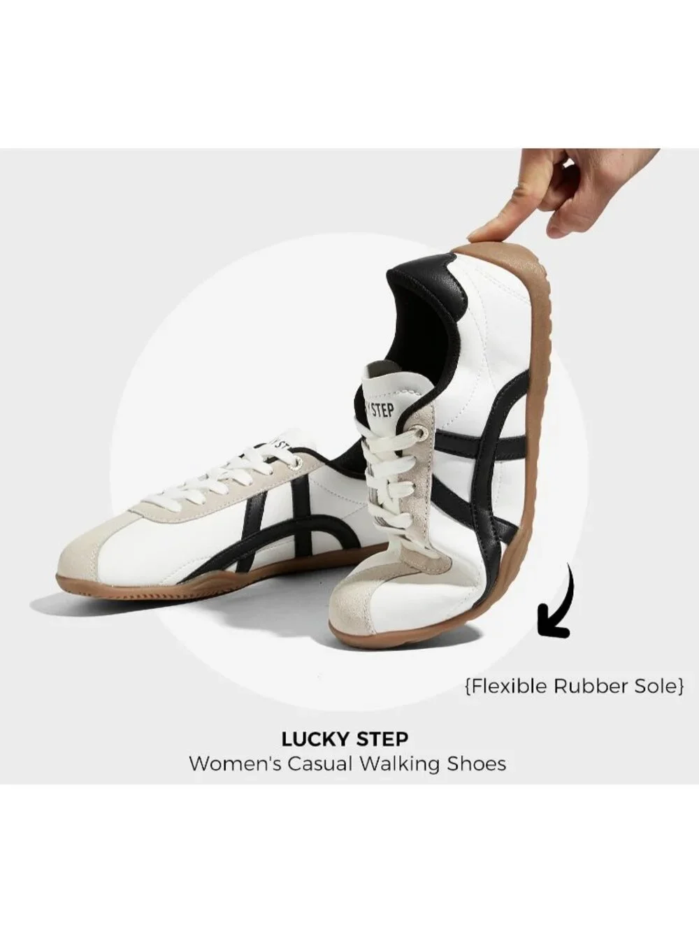 Women's White/Black Lightweight Trendy Fashion Thin Sole Walking Sneakers